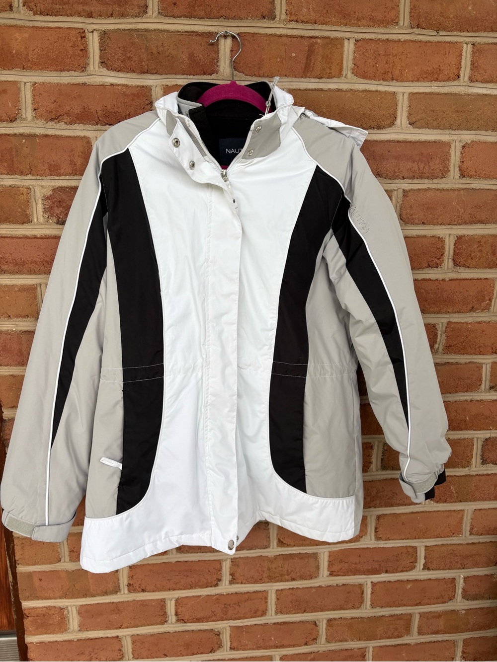 Nautica Women's White, Gray & Black Waterproof Jacket